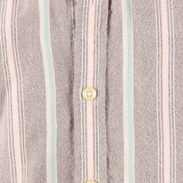Ralph Lauren Slim Fit Multi-Stripe Long-Sleeve Button-Down Striped Shirt, Women's Size M (approx.) cotton brown type Vintage Second Hand