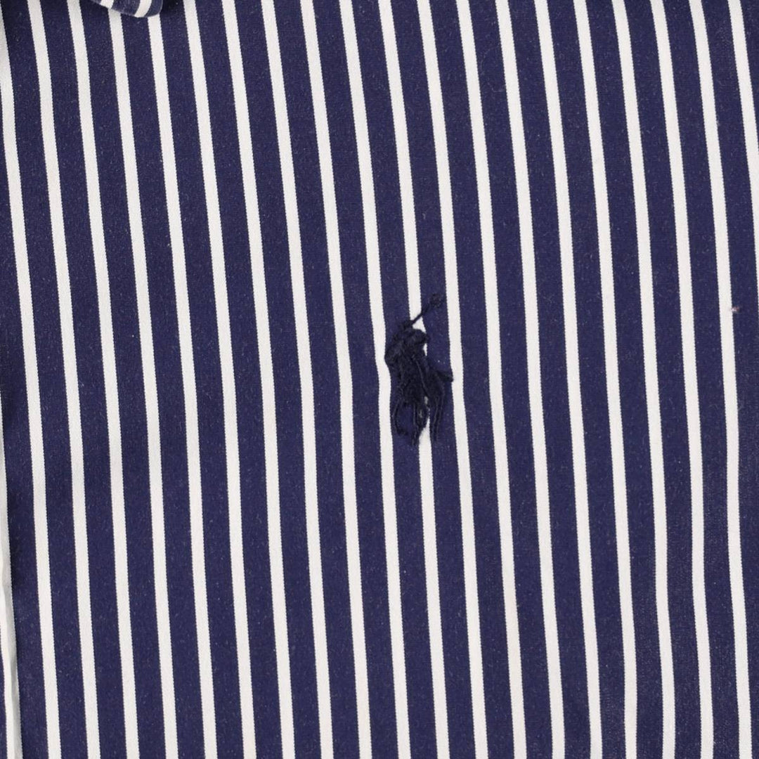 Ralph Lauren RALPH LAUREN SPORT Long-Sleeve Cotton Stripe Shirt, Women's Size L (approx.) cotton navy blue type Vintage Second Hand