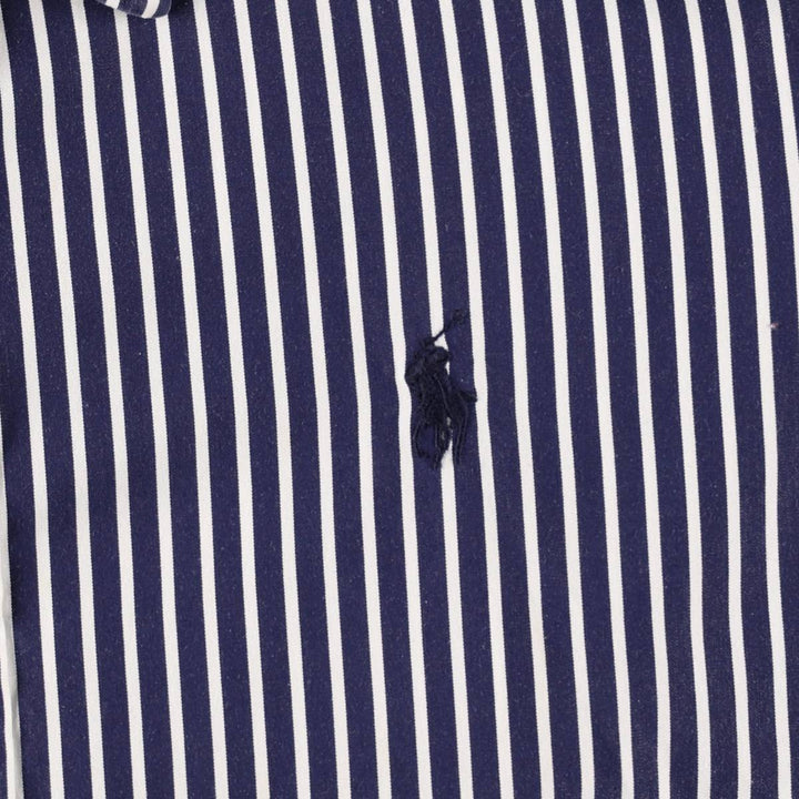 Ralph Lauren RALPH LAUREN SPORT Long-Sleeve Cotton Stripe Shirt, Women's Size L (approx.) cotton navy blue type Vintage Second Hand