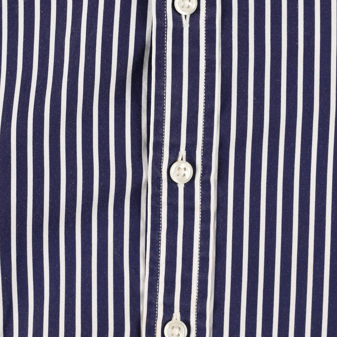 Ralph Lauren RALPH LAUREN SPORT Long-Sleeve Cotton Stripe Shirt, Women's Size L (approx.) cotton navy blue type Vintage Second Hand