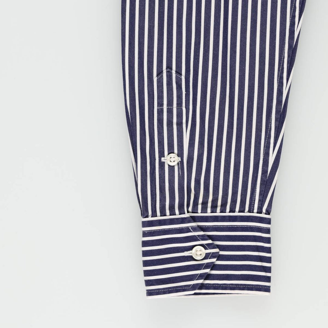 Ralph Lauren RALPH LAUREN SPORT Long-Sleeve Cotton Stripe Shirt, Women's Size L (approx.) cotton navy blue type Vintage Second Hand