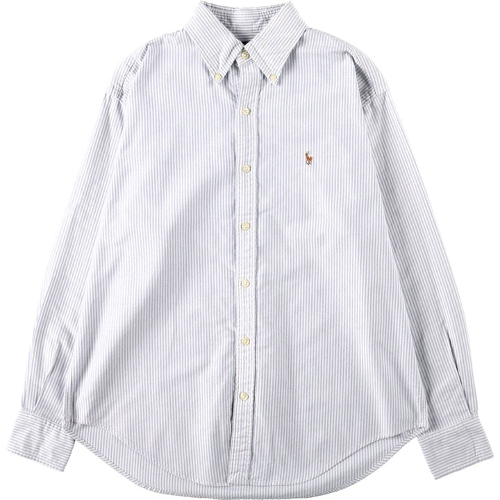 Ralph Lauren RALPH LAUREN SPORT Long-Sleeve Button-Down Striped Shirt, Women's Size L (approx.) cotton white type Vintage Second Hand