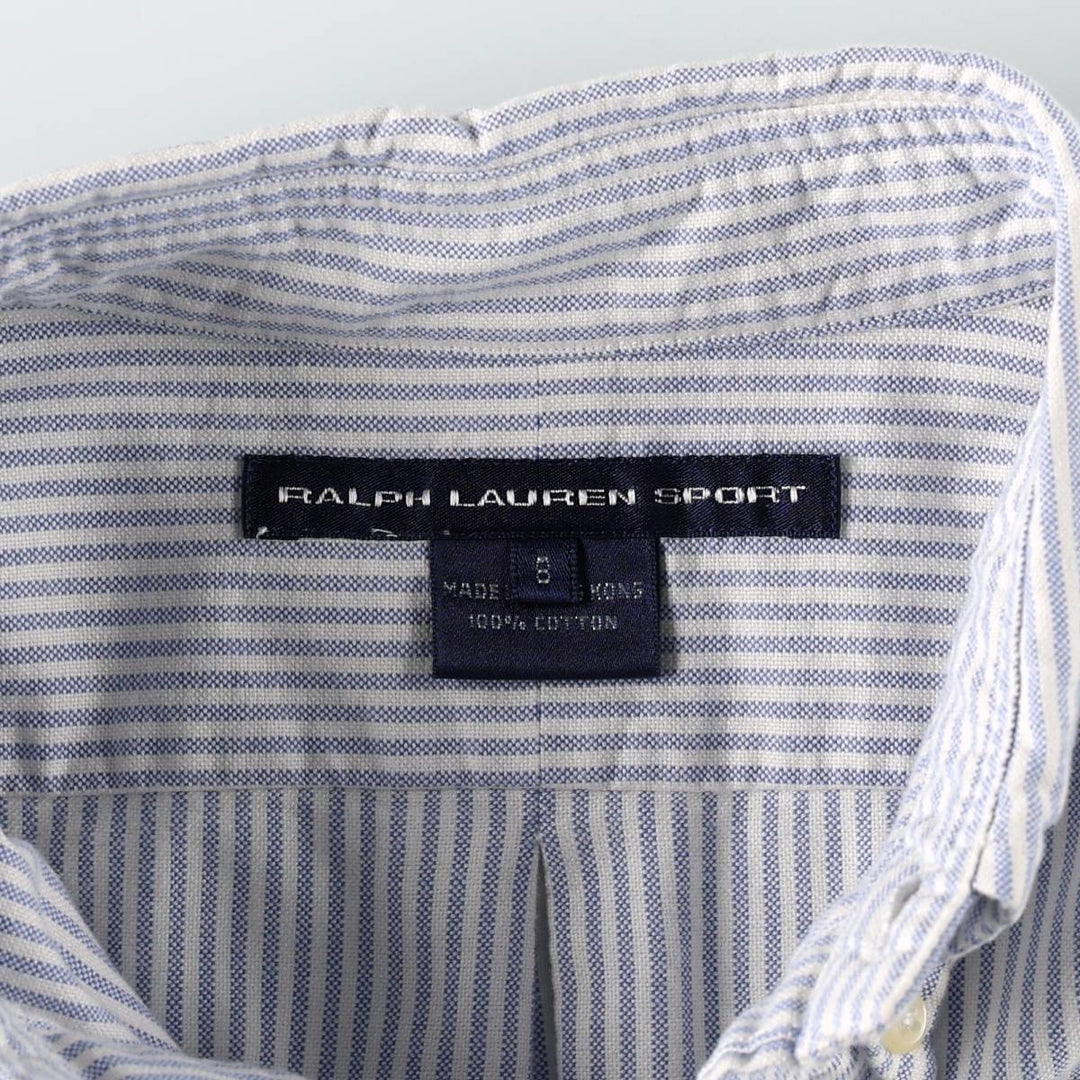 Ralph Lauren RALPH LAUREN SPORT Long-Sleeve Button-Down Striped Shirt, Women's Size L (approx.) cotton white type Vintage Second Hand