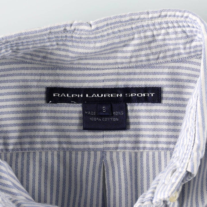 Ralph Lauren RALPH LAUREN SPORT Long-Sleeve Button-Down Striped Shirt, Women's Size L (approx.) cotton white type Vintage Second Hand