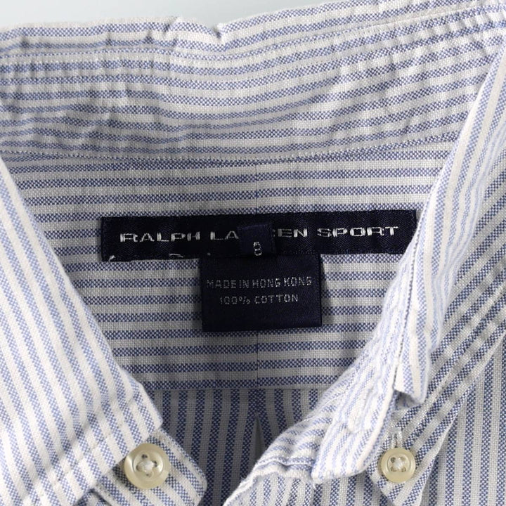Ralph Lauren RALPH LAUREN SPORT Long-Sleeve Button-Down Striped Shirt, Women's Size L (approx.) cotton white type Vintage Second Hand