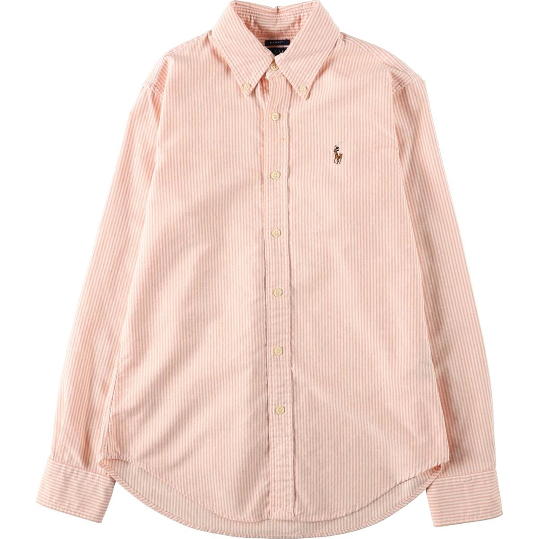 Ralph Lauren Classic Fit Long Sleeve Button-Down Striped Shirt, Women's Size Medium cotton orange type Vintage Second Hand