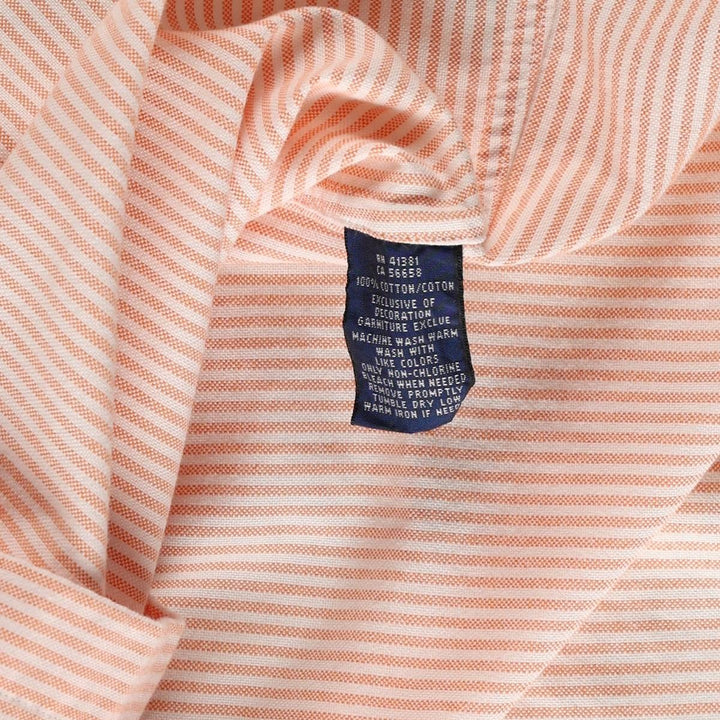 Ralph Lauren Classic Fit Long Sleeve Button-Down Striped Shirt, Women's Size Medium cotton orange type Vintage Second Hand