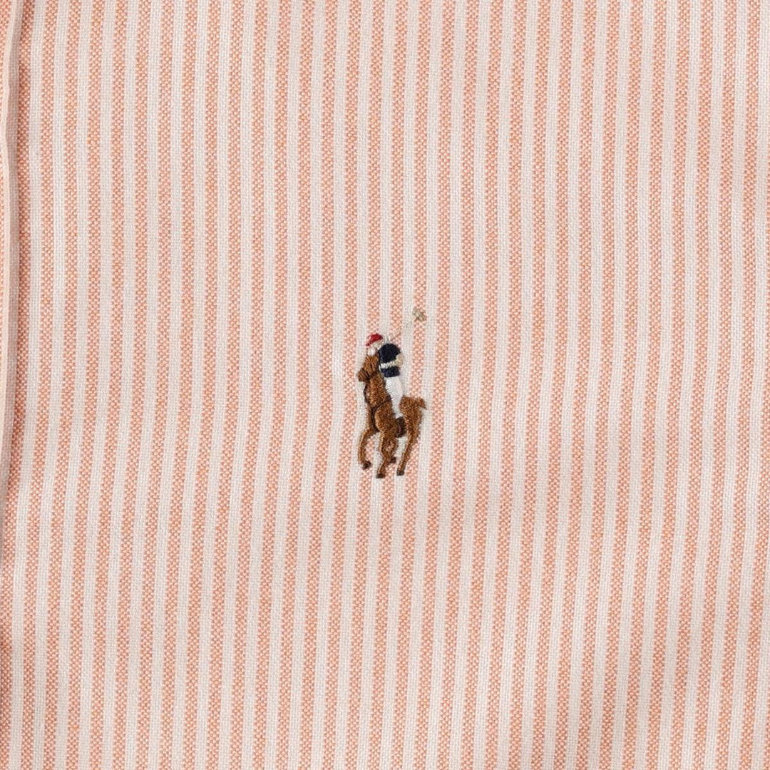 Ralph Lauren Classic Fit Long Sleeve Button-Down Striped Shirt, Women's Size Medium cotton orange type Vintage Second Hand
