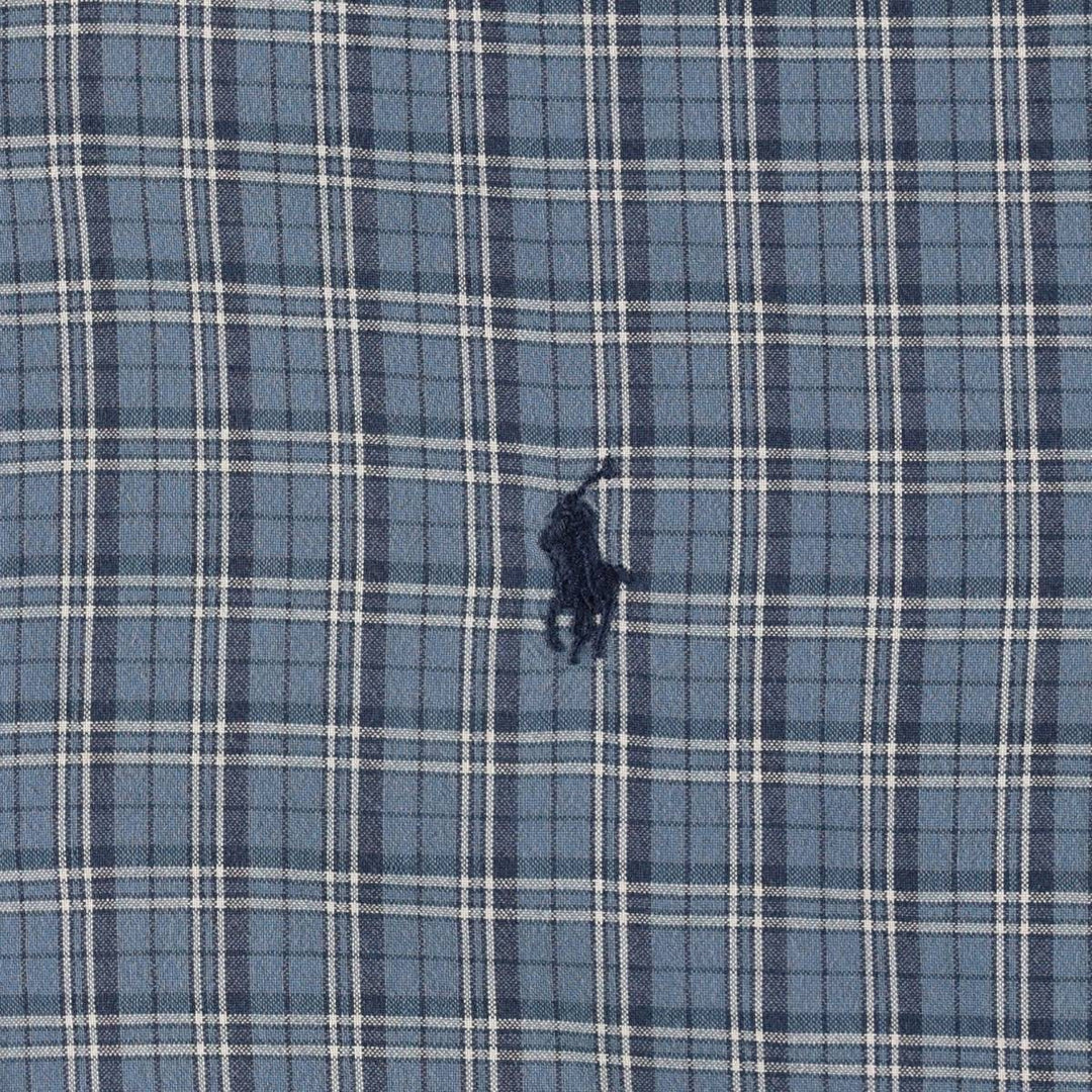 Ralph Lauren long-sleeved button-down check shirt, men's size S cotton Blue type light blue Vintage Second Hand
