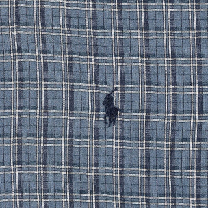 Ralph Lauren long-sleeved button-down check shirt, men's size S cotton Blue type light blue Vintage Second Hand