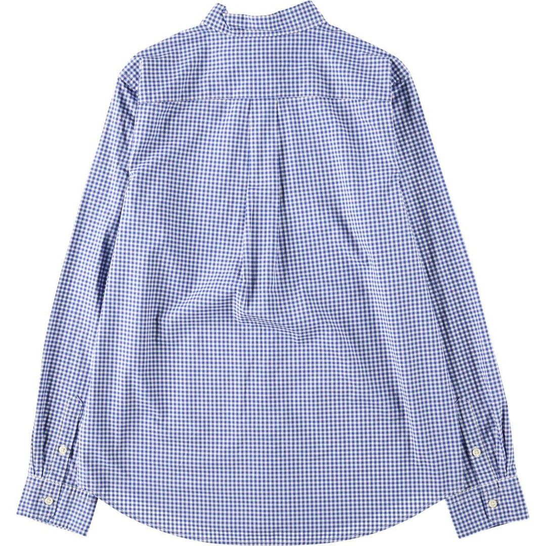 Ralph Lauren NATURAL STRETCH Gingham Check Long-Sleeve Button-Down Check Shirt, Women's Size M (approx.) cotton blue type Vintage Second Hand