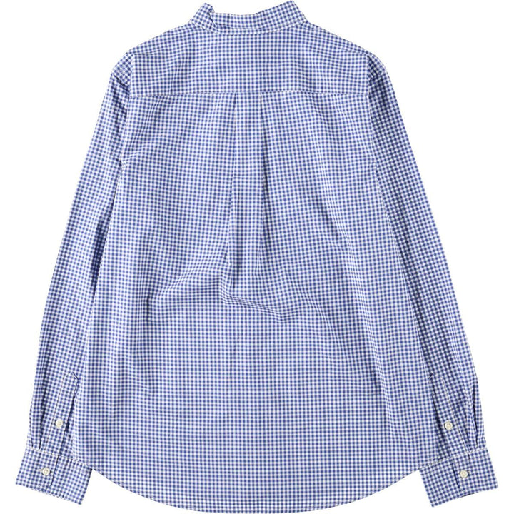 Ralph Lauren NATURAL STRETCH Gingham Check Long-Sleeve Button-Down Check Shirt, Women's Size M (approx.) cotton blue type Vintage Second Hand