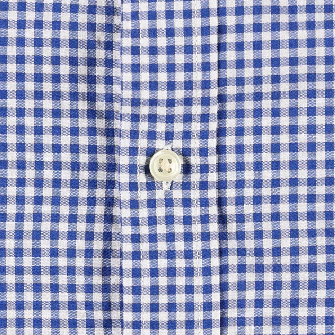 Ralph Lauren NATURAL STRETCH Gingham Check Long-Sleeve Button-Down Check Shirt, Women's Size M (approx.) cotton blue type Vintage Second Hand