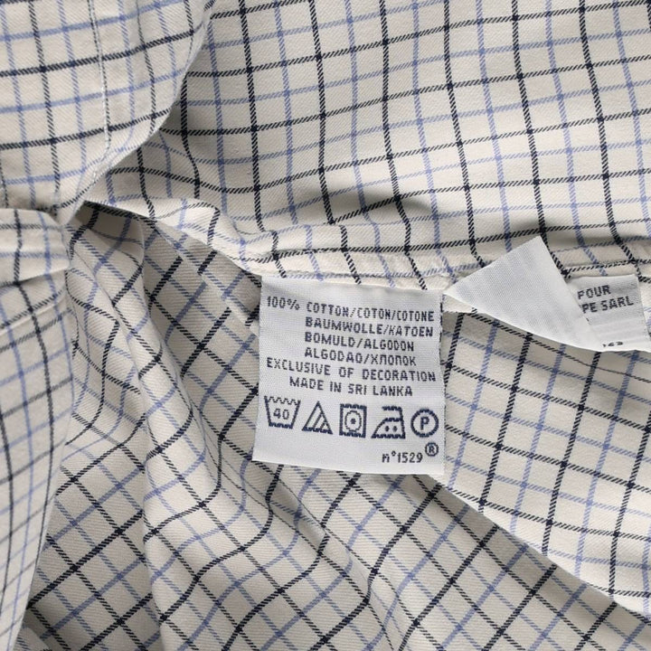 Ralph Lauren POLO by Ralph Lauren Long-Sleeve Button-Down Check Shirt, Men's Size S (approx.) cotton white type Vintage Second Hand