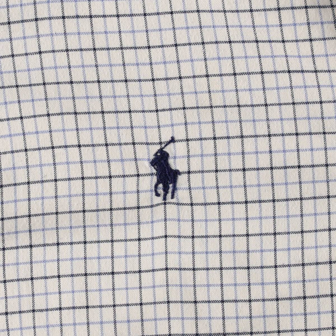 Ralph Lauren POLO by Ralph Lauren Long-Sleeve Button-Down Check Shirt, Men's Size S (approx.) cotton white type Vintage Second Hand