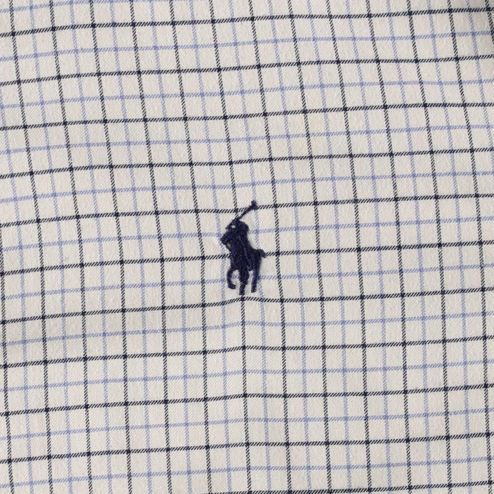 Ralph Lauren POLO by Ralph Lauren Long-Sleeve Button-Down Check Shirt, Men's Size S (approx.) cotton white type Vintage Second Hand