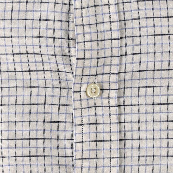 Ralph Lauren POLO by Ralph Lauren Long-Sleeve Button-Down Check Shirt, Men's Size S (approx.) cotton white type Vintage Second Hand