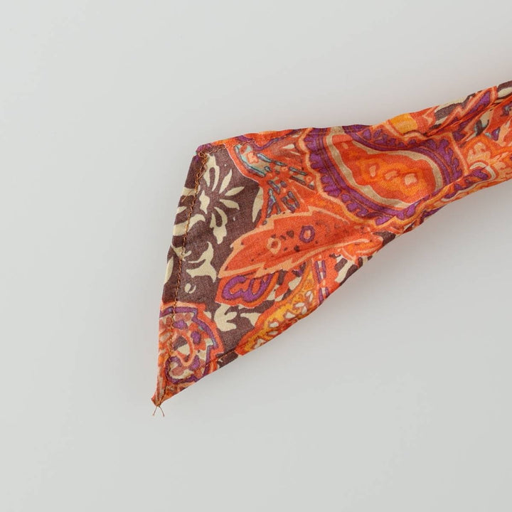 Ralph Lauren LAUREN All-over Paisley Pattern Cache-Coeur Long-Sleeve Open Collar Shirt Women's Size L (approx.) cotton orange type Vintage Second Hand