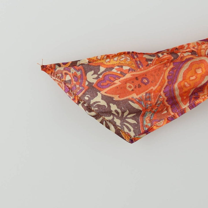 Ralph Lauren LAUREN All-over Paisley Pattern Cache-Coeur Long-Sleeve Open Collar Shirt Women's Size L (approx.) cotton orange type Vintage Second Hand
