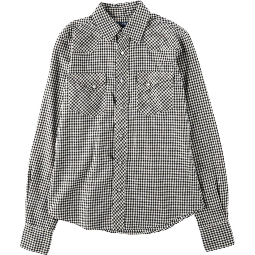 Ralph Lauren gingham check long-sleeved Western shirt, women's size M (approx.) cotton black type Vintage Second Hand