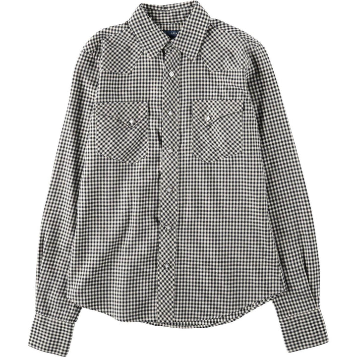 Ralph Lauren gingham check long-sleeved Western shirt, women's size M (approx.) cotton black type Vintage Second Hand