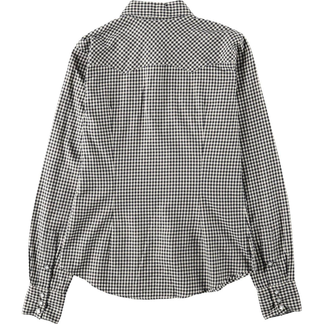 Ralph Lauren gingham check long-sleeved Western shirt, women's size M (approx.) cotton black type Vintage Second Hand
