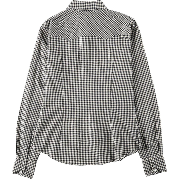 Ralph Lauren gingham check long-sleeved Western shirt, women's size M (approx.) cotton black type Vintage Second Hand