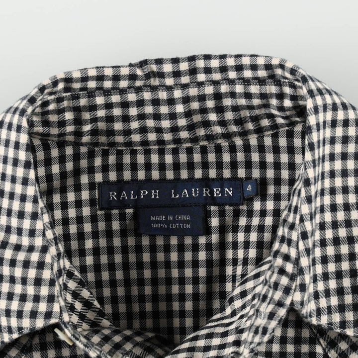Ralph Lauren gingham check long-sleeved Western shirt, women's size M (approx.) cotton black type Vintage Second Hand