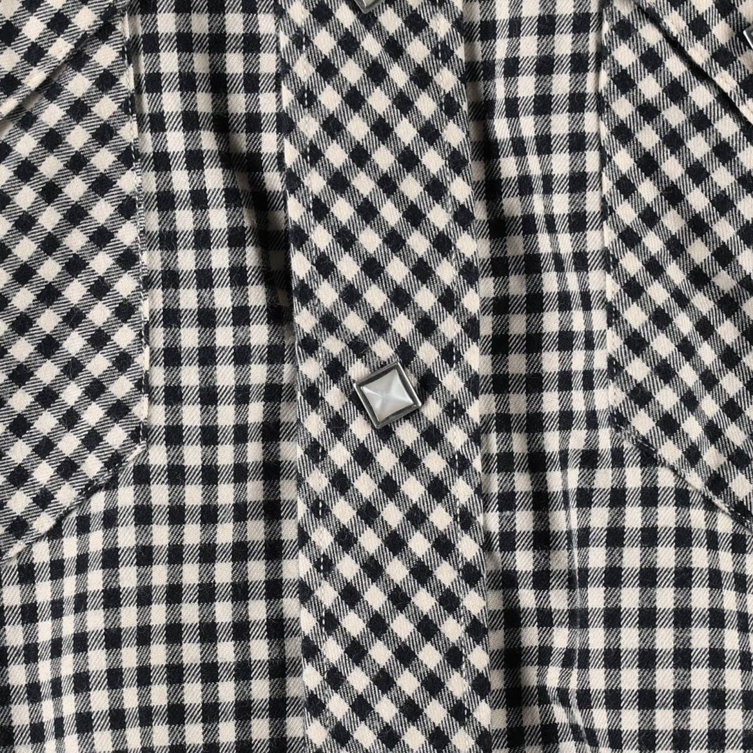 Ralph Lauren gingham check long-sleeved Western shirt, women's size M (approx.) cotton black type Vintage Second Hand