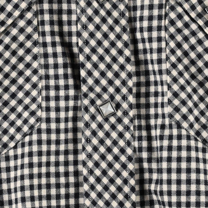 Ralph Lauren gingham check long-sleeved Western shirt, women's size M (approx.) cotton black type Vintage Second Hand