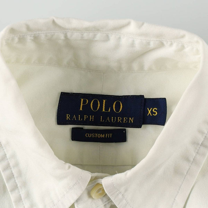 Ralph Lauren POLO RALPH LAUREN CUSTOM FIT Long-Sleeve Button-Down Shirt, Men's Size XS (approx.) cotton white type Vintage Second Hand