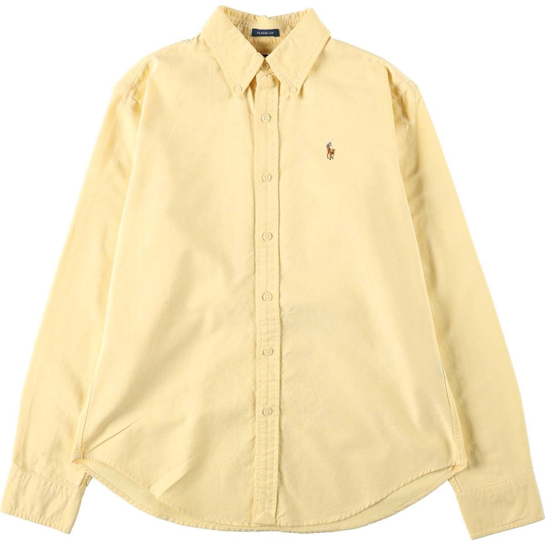 Ralph Lauren CLASSIC FIT Long-Sleeve Button-Down Shirt, Women's Size L (approx.) cotton lemon yellow Vintage Second Hand