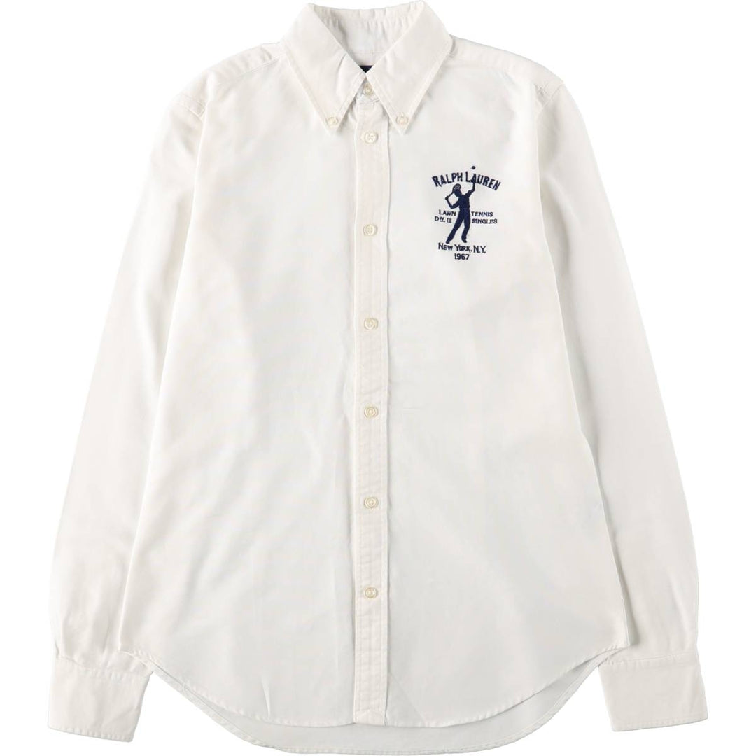 Ralph Lauren SLIM FIT Long-Sleeve Button-Down Shirt, Women's Size M (approx.) cotton white type Vintage Second Hand