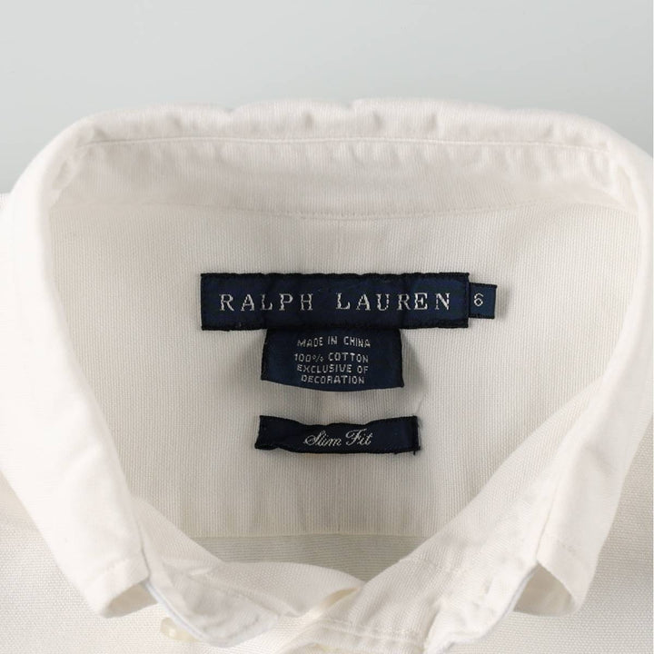 Ralph Lauren SLIM FIT Long-Sleeve Button-Down Shirt, Women's Size M (approx.) cotton white type Vintage Second Hand