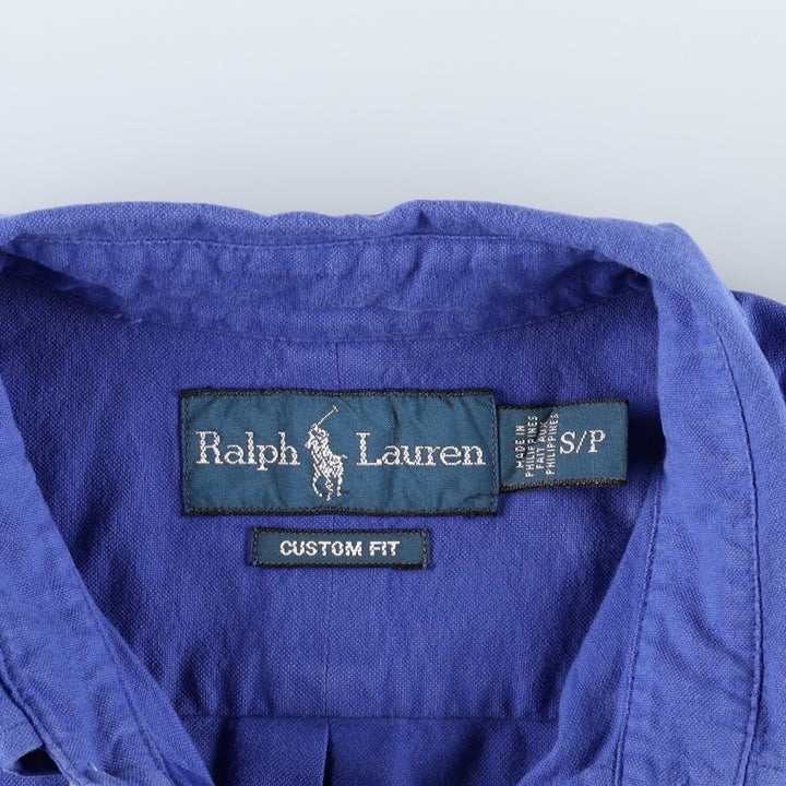Ralph Lauren CUSTOM FIT short sleeve button down shirt, men's size S cotton blue type Vintage Second Hand