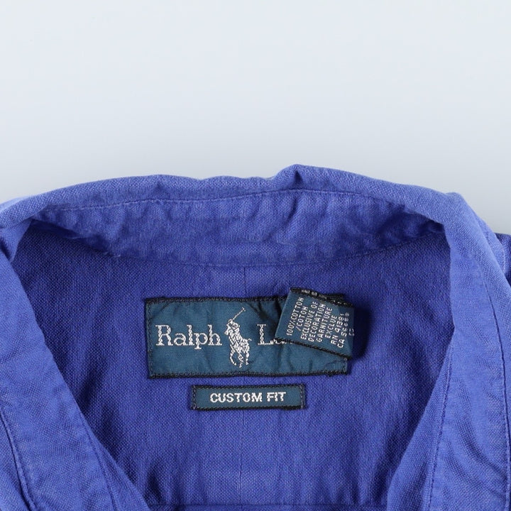 Ralph Lauren CUSTOM FIT short sleeve button down shirt, men's size S cotton blue type Vintage Second Hand