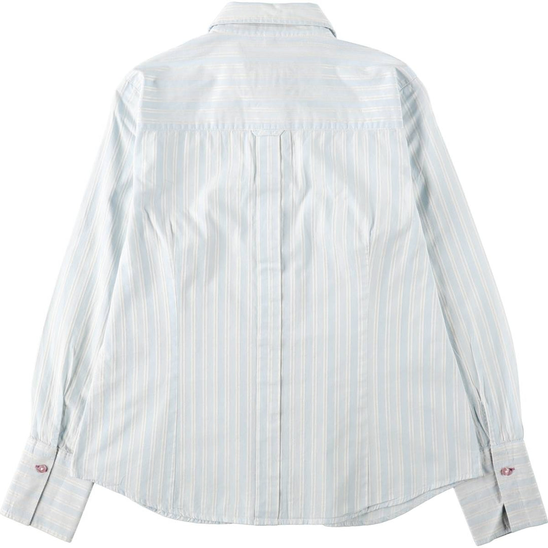 MILANO Long-Sleeve Cotton Stripe Shirt, Women's Size M (approx.) cotton Blue type light blue Vintage Second Hand