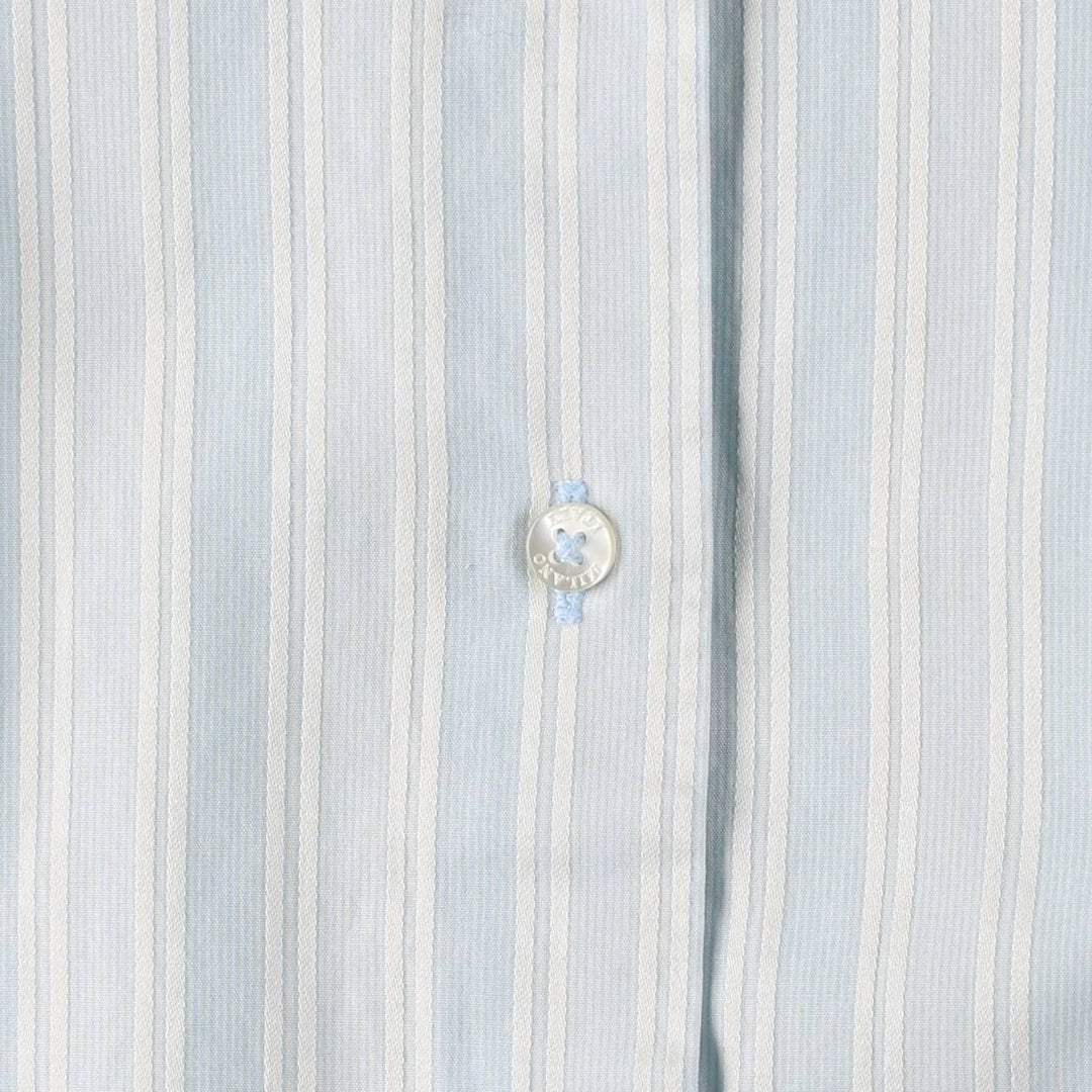MILANO Long-Sleeve Cotton Stripe Shirt, Women's Size M (approx.) cotton Blue type light blue Vintage Second Hand