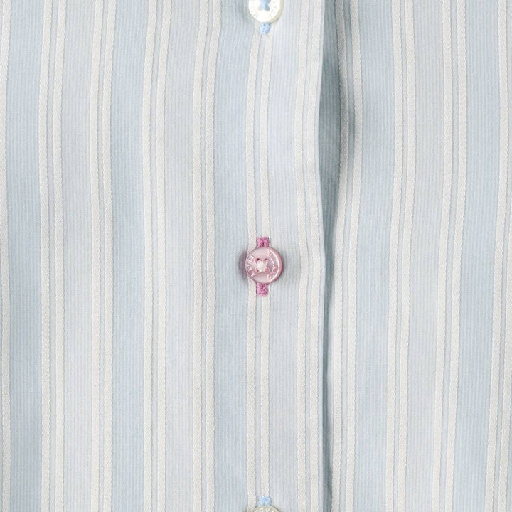 MILANO Long-Sleeve Cotton Stripe Shirt, Women's Size M (approx.) cotton Blue type light blue Vintage Second Hand