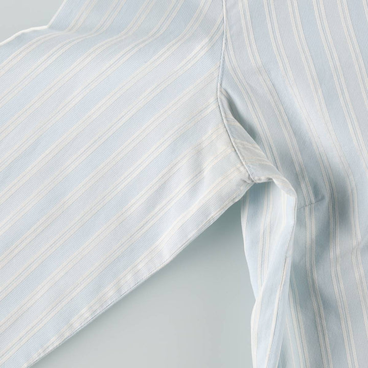 MILANO Long-Sleeve Cotton Stripe Shirt, Women's Size M (approx.) cotton Blue type light blue Vintage Second Hand