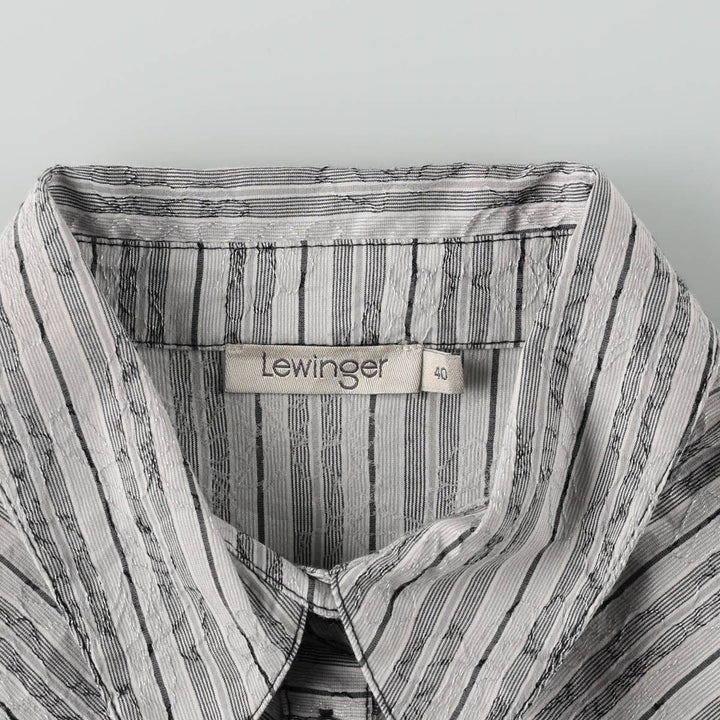 Lewinger Long-Sleeve Striped Shirt, Women's Size M (approx.) cotton gray type Vintage Second Hand