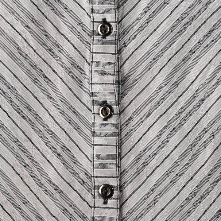 Lewinger Long-Sleeve Striped Shirt, Women's Size M (approx.) cotton gray type Vintage Second Hand