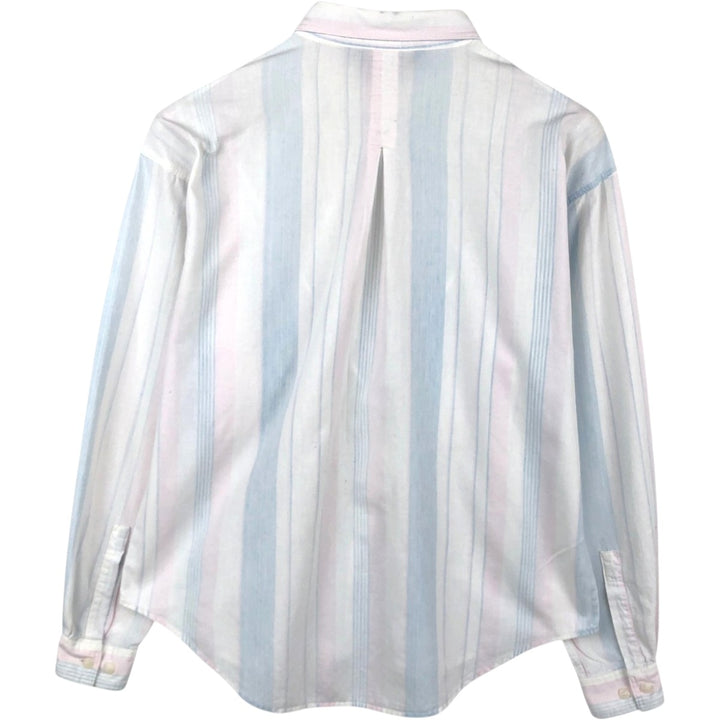 Woolrich Multi-Stripe Long-Sleeve Cotton Stripe Shirt, Women's Size L (approx.) unclear white type Vintage Second Hand