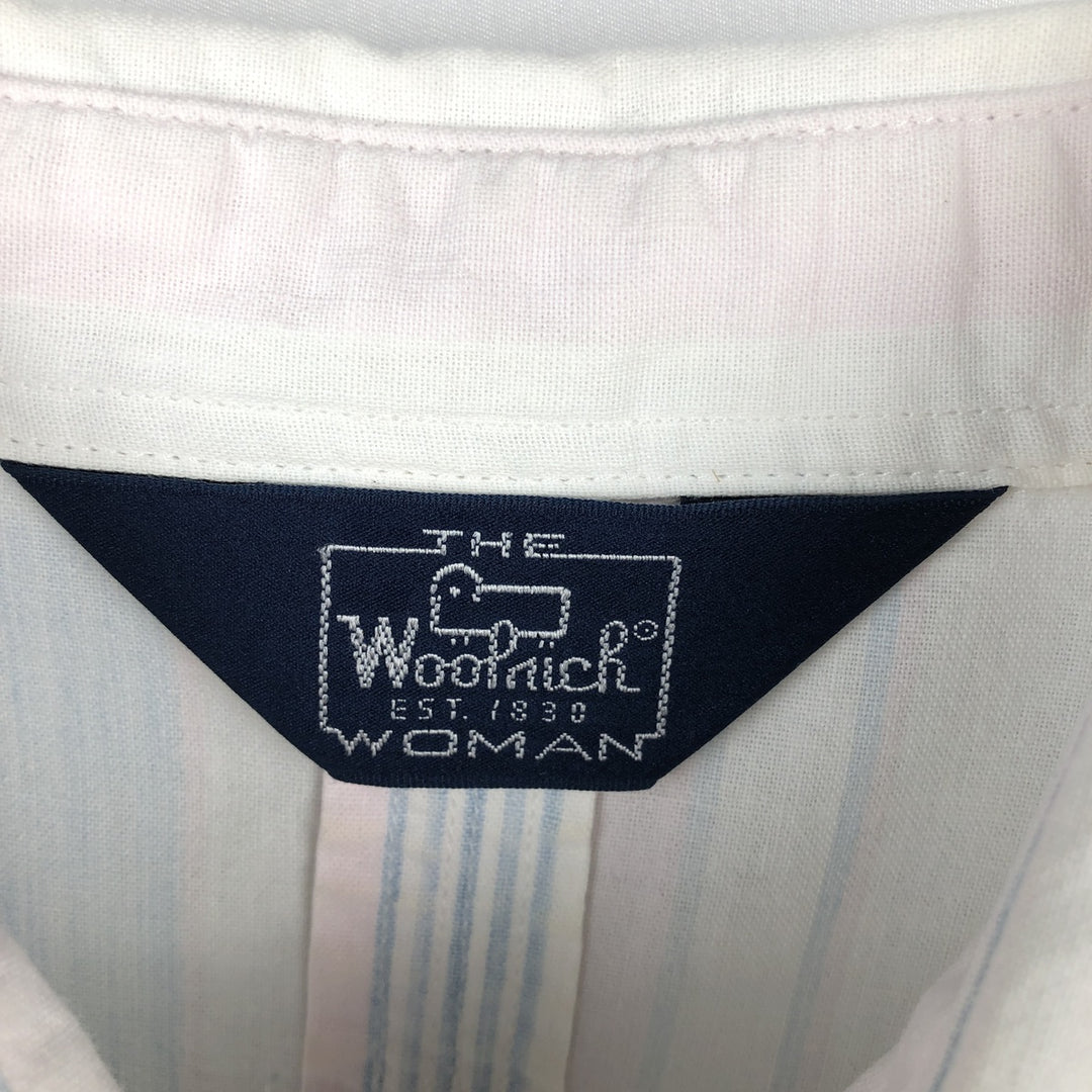 Woolrich Multi-Stripe Long-Sleeve Cotton Stripe Shirt, Women's Size L (approx.) unclear white type Vintage Second Hand