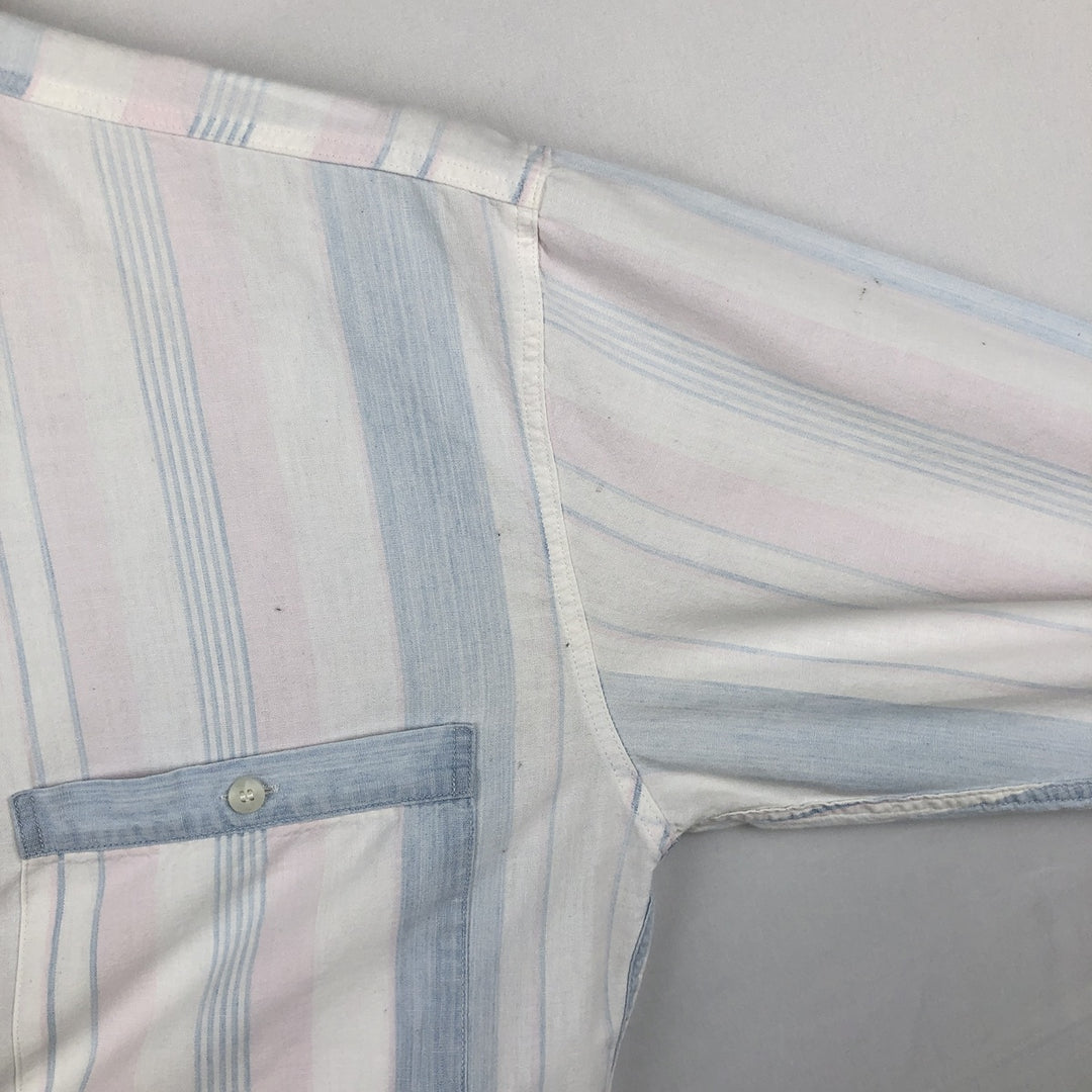 Woolrich Multi-Stripe Long-Sleeve Cotton Stripe Shirt, Women's Size L (approx.) unclear white type Vintage Second Hand