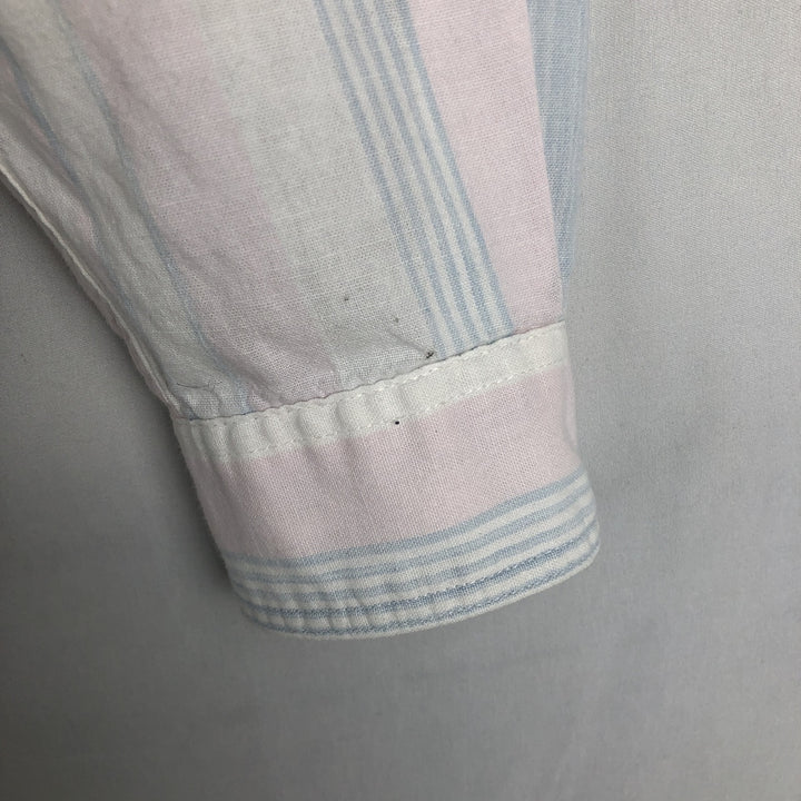 Woolrich Multi-Stripe Long-Sleeve Cotton Stripe Shirt, Women's Size L (approx.) unclear white type Vintage Second Hand