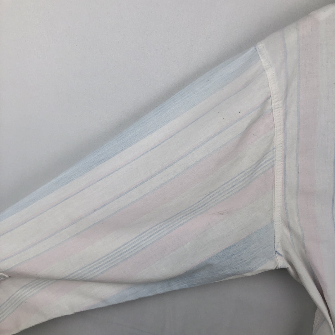 Woolrich Multi-Stripe Long-Sleeve Cotton Stripe Shirt, Women's Size L (approx.) unclear white type Vintage Second Hand