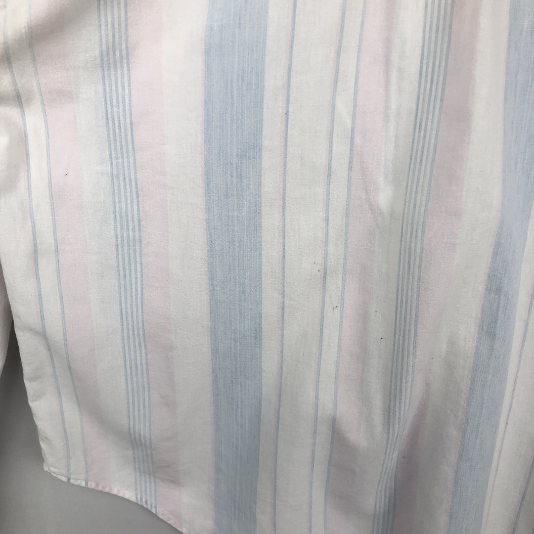 Woolrich Multi-Stripe Long-Sleeve Cotton Stripe Shirt, Women's Size L (approx.) unclear white type Vintage Second Hand