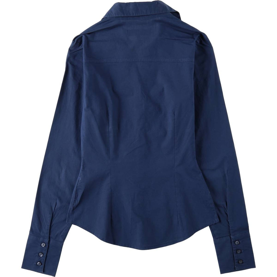 C and A CLOCKHOUSE Skipper Collar Long Sleeve Blouse (Women's Size XS) cotton navy blue type Vintage Second Hand