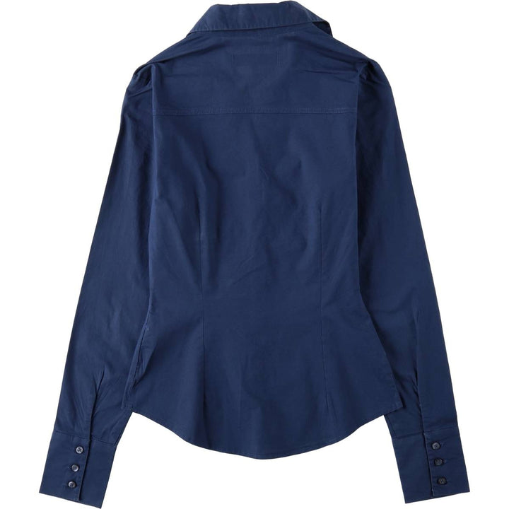 C and A CLOCKHOUSE Skipper Collar Long Sleeve Blouse (Women's Size XS) cotton navy blue type Vintage Second Hand